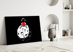 Cartoon astronaut cinematic glass wall art in private library reading nook