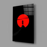 Bushido graphic-pop cinematic glass wall art in martial-arts dojo