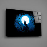 Fairytale forest cinematic glass wall art in mountain-cabin great room