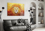 Regal meditation cinematic glass wall art in yoga-studio sanctuary