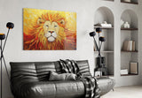 Regal meditation cinematic glass wall art in yoga-studio sanctuary