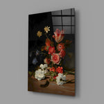 Bosschaert floral cinematic glass wall art in luxury restaurant entry