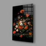 De Heem floral cinematic glass wall art in luxury restaurant entry