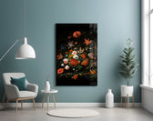Connoisseur bouquet cinematic glass wall art in designer foyer