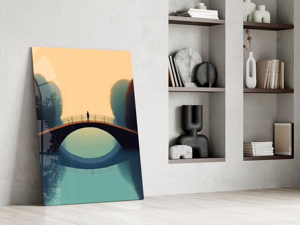 Editorial illustration cinematic glass wall art in private library