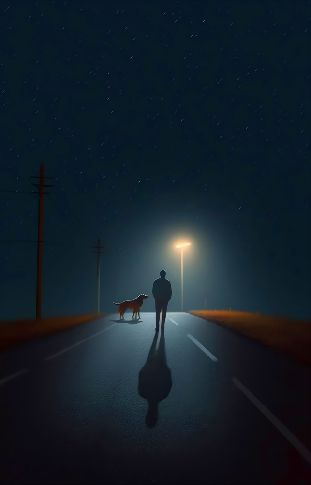 Işıkla Gece Yürüyüşü Cam Tablo