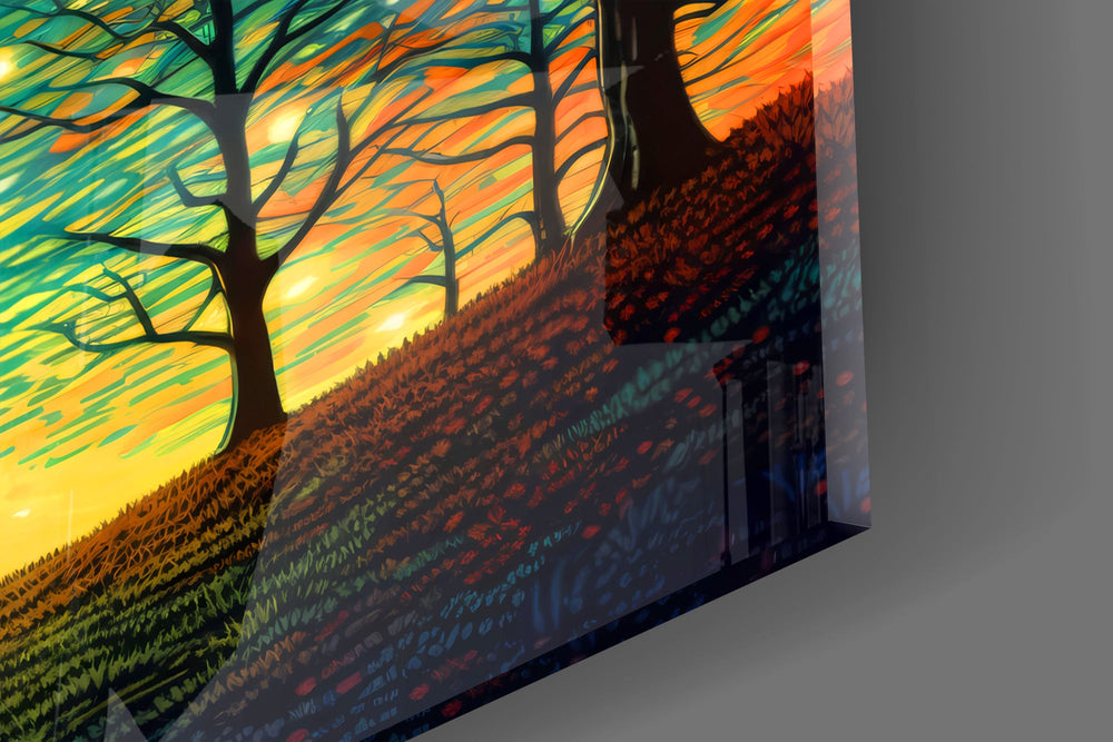 Post-Impressionist cinematic glass wall art in child's adventure bedroom