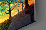 Post-Impressionist cinematic glass wall art in child's adventure bedroom