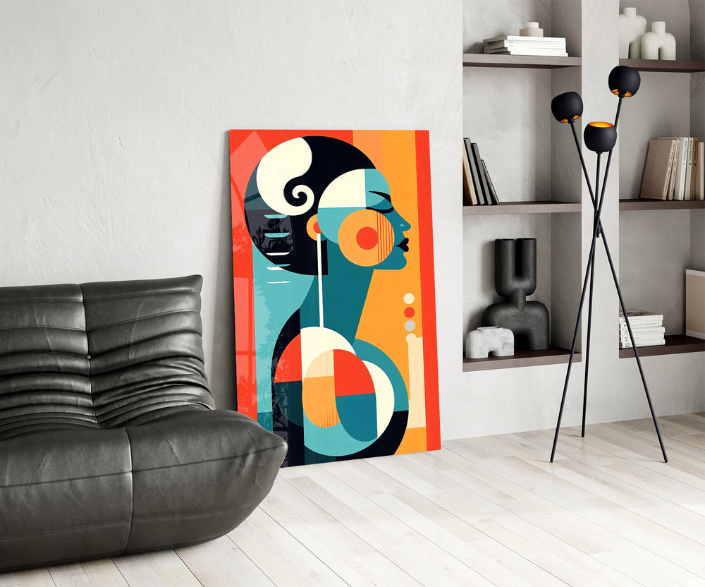 Bauhaus-design cinematic glass wall art over modern dining sideboard