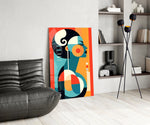 Bauhaus-design cinematic glass wall art over modern dining sideboard