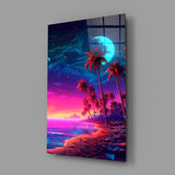 Vaporwave cinematic glass wall art in gamer-streamer studio