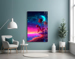 80s-retro-futurist cinematic glass wall art in teen bedroom