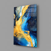 Fluid-art luxe cinematic glass wall art in luxury-watch boutique reception