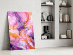 Pastel-marble cinematic glass wall art in private library
