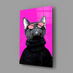 Pop fashion editorial cinematic glass wall art in creative-agency reception