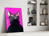 Pop-portrait cinematic glass wall art in private library reading nook
