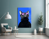Şık Kedi Sanatı Cam Tablo