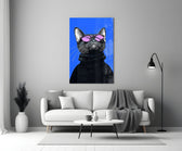 Streetwear illustration cinematic glass wall art in heritage stairwell