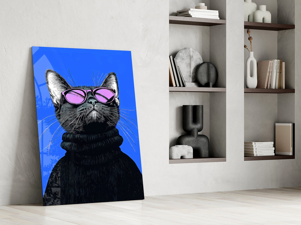 Pop-portrait cinematic glass wall art in private library reading nook