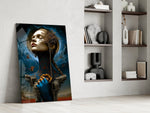Polish-Symbolist cinematic glass wall art in private library