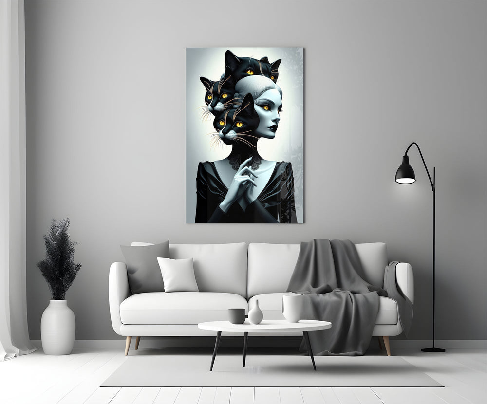 Wednesday-Addams pop-fantasy cinematic glass wall art in heritage stairwell