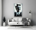 Wednesday-Addams pop-fantasy cinematic glass wall art in heritage stairwell