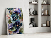 Boho-floral cinematic glass wall art in private library reading nook