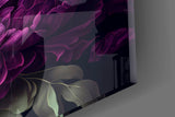 Inky-black floral cinematic glass wall art in heritage dining room