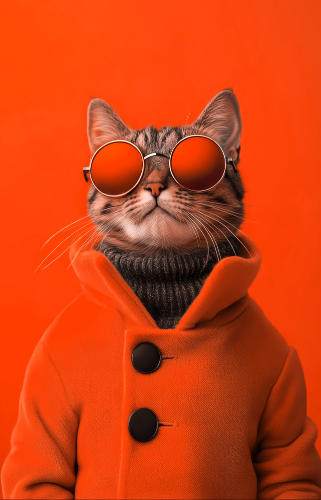 Şık Kedi Sanatı Cam Tablo