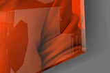 Tangerine cat portrait cinematic glass wall art in feminine-luxe walk-in closet
