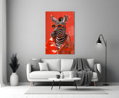 High-fashion zebra cinematic glass wall art in heritage stairwell
