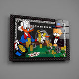 Cartoon luxury pop cinematic glass wall art in casino-themed game room