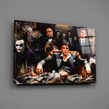 Mafia-cinema pop cinematic glass wall art in speakeasy bar entry