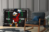 Black-card pop cinematic glass wall art in private library reading nook