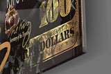 Crowned suited lion cinematic glass wall art in masculine-luxe study