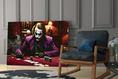 Pop-villain cinematic glass wall art in private library reading nook