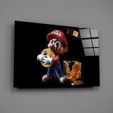 Gaming crypto pop cinematic glass wall art in gamer-streamer studio