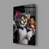 Cartoon streetwear pop cinematic glass wall art in creative-agency reception