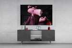 Pop-luxe noir cinematic glass wall art in entertainment den