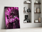 Sith-throne pop cinematic glass wall art in private library reading nook