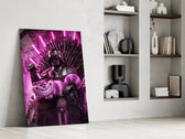 Sith-throne pop cinematic glass wall art in private library reading nook