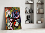 Art-history canon cinematic glass wall art in formal sitting room