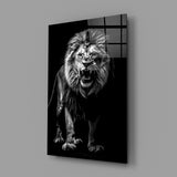 Apex-predator wildlife cinematic glass wall art in luxury-watch boutique entry