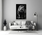 Noir wildlife portrait cinematic glass wall art in private library