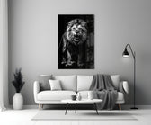 Noir wildlife portrait cinematic glass wall art in private library