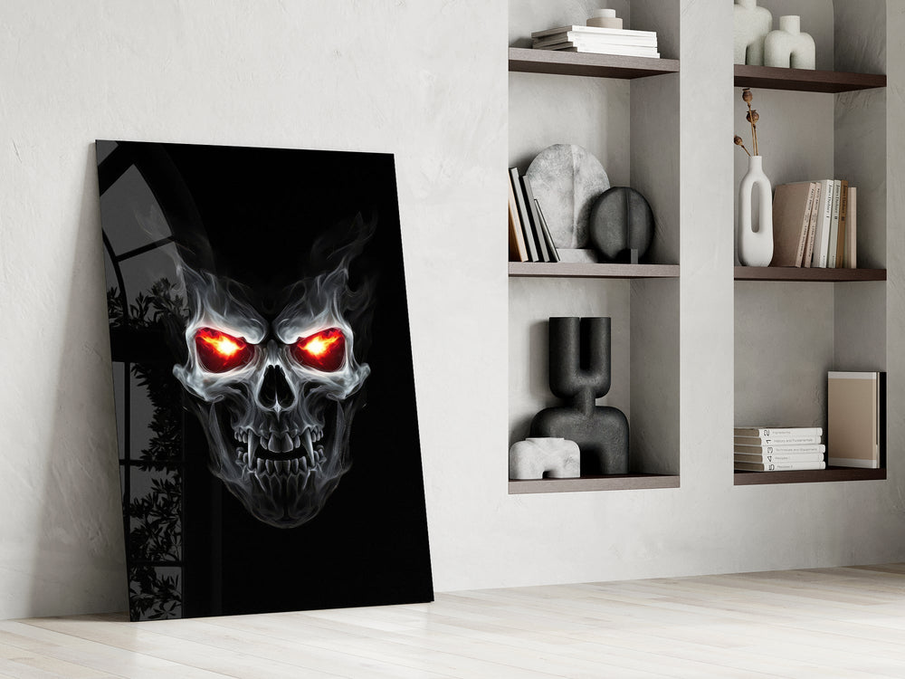 Heavy-metal album cinematic glass wall art in private library reading nook