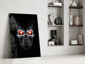 Heavy-metal album cinematic glass wall art in private library reading nook
