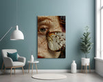 Surreal-beauty cinematic glass wall art in wellness studio