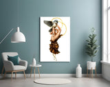 Citrine cuff hand cinematic glass wall art in poetry-room nook