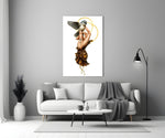 Art-Nouveau illustration cinematic glass wall art in heritage stairwell